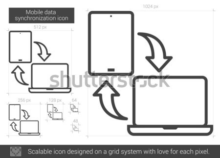 Mobile data synchronization line icon. Stock photo © RAStudio