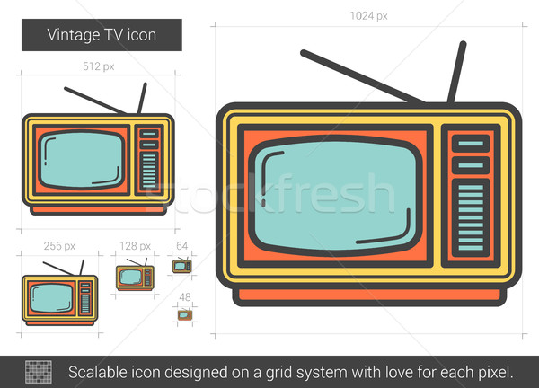 Vintage tv línea icono vector aislado Foto stock © RAStudio