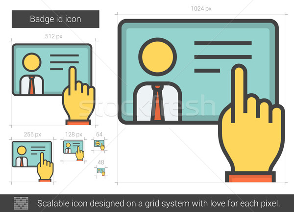 Stock fotó: Kitűző · személyi · igazolvány · vonal · ikon · vektor · izolált