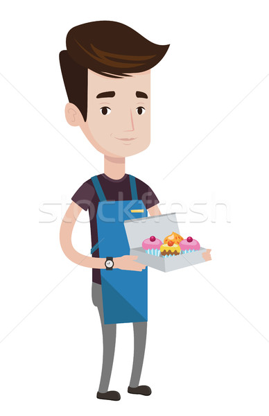 Baker delivering cakes vector illustration. Stock photo © RAStudio