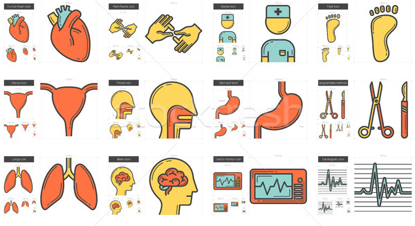 Stock photo: Medicine line icon set.