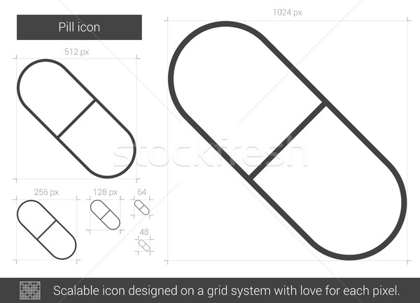 Foto stock: Píldora · línea · icono · vector · aislado · blanco