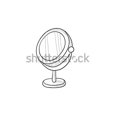 Round makeup mirror sketch icon. Stock photo © RAStudio