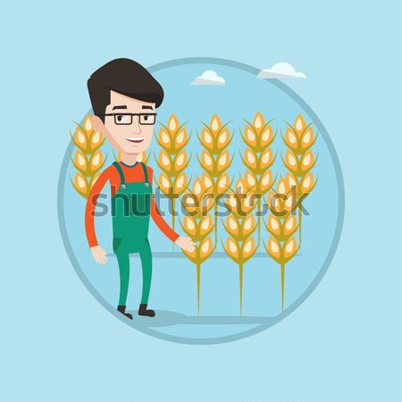 Farmer in wheat field vector illustration. Stock photo © RAStudio