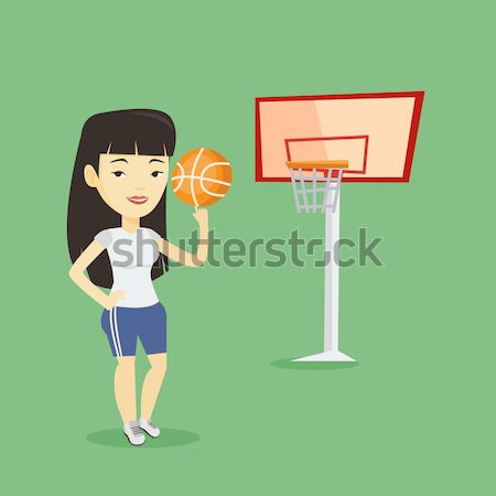 молодые мяча азиатских спортсмен баскетбол Сток-фото © RAStudio