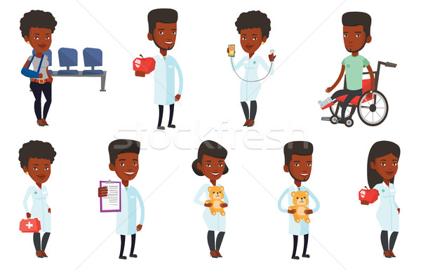 Vector set of doctor characters and patients. Stock photo © RAStudio
