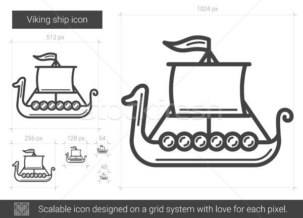 Stock fotó: Viking · hajó · vonal · ikon · vektor · izolált