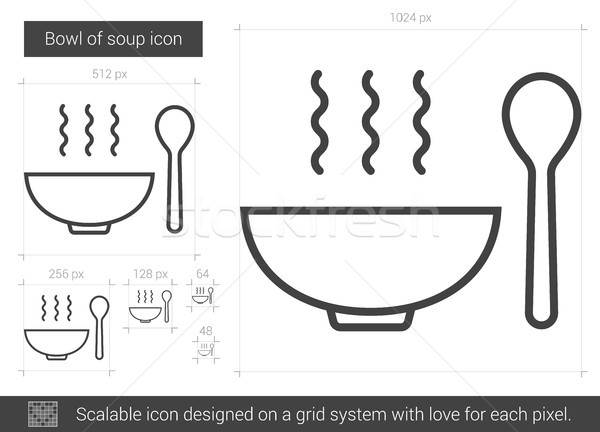 Bol soupe ligne icône vecteur isolé [[stock_photo]] © RAStudio