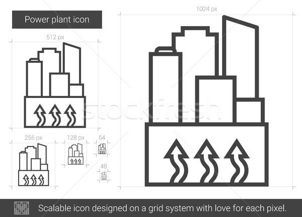 Foto stock: Usina · linha · ícone · vetor · isolado · branco