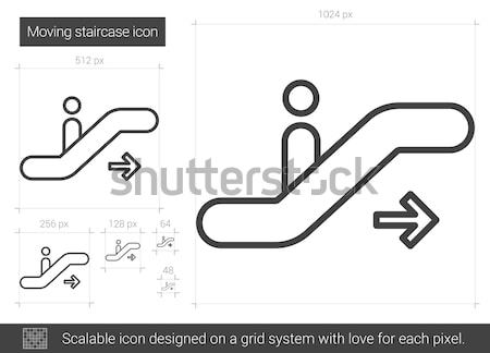 Stock fotó: Mozog · lépcsőház · vonal · ikon · vektor · izolált