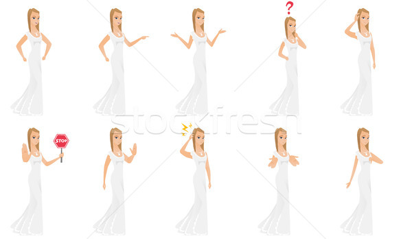 Vector establecer ilustraciones novia carácter pensando Foto stock © RAStudio