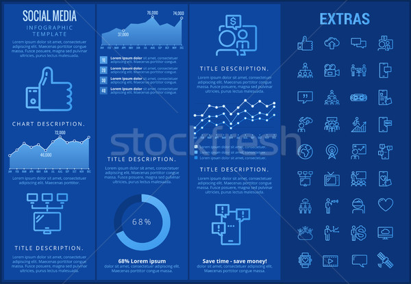 Közösségi média infografika sablon elemek ikonok testreszabható Stock fotó © RAStudio