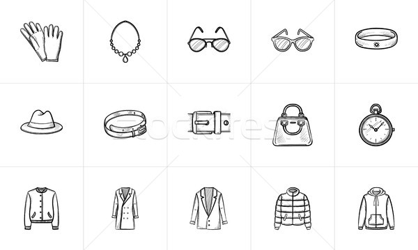 Clothing and accessory sketch icon set. Stock photo © RAStudio