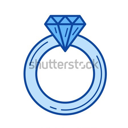 кольцо с бриллиантом линия икона вектора изолированный белый Сток-фото © RAStudio