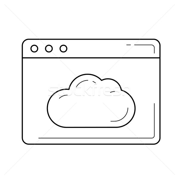 Stockfoto: Wolk · opslag · lijn · icon · vector · geïsoleerd