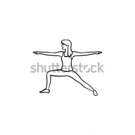 Woman doing yoga hand drawn outline doodle icon. Stock photo © RAStudio