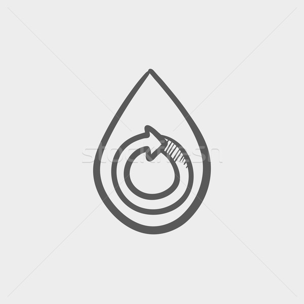 Water drop with spiral arrow sketch icon Stock photo © RAStudio