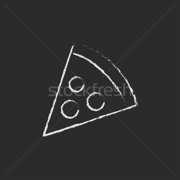 Pizza slice icon krijt Blackboard Stockfoto © RAStudio