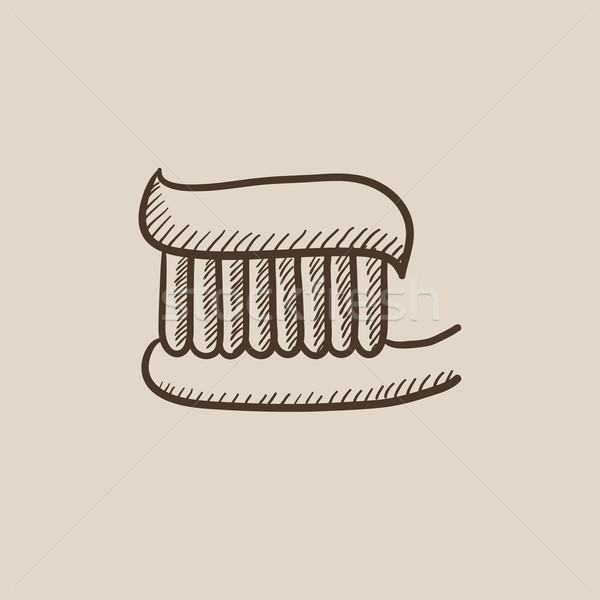 Tandenborstel tandpasta schets icon web mobiele Stockfoto © RAStudio
