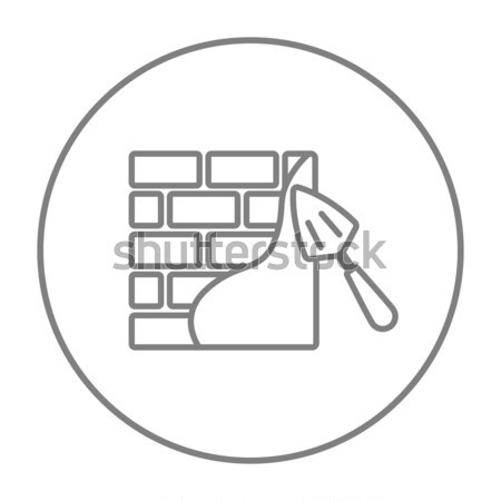 Spatula with brickwall line icon. Stock photo © RAStudio