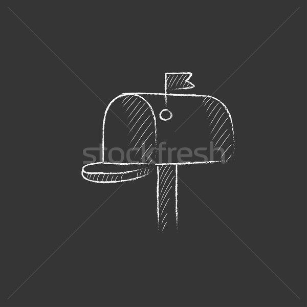 Briefkasten gezeichnet Kreide Symbol Hand gezeichnet Vektor Stock foto © RAStudio