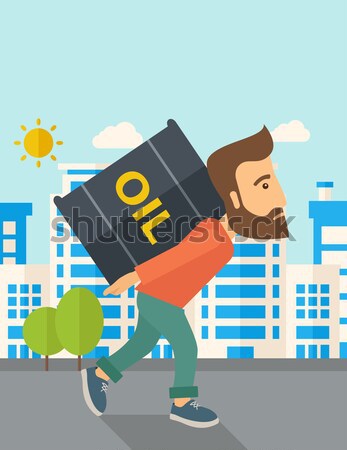 Stock photo: Man with oil can.