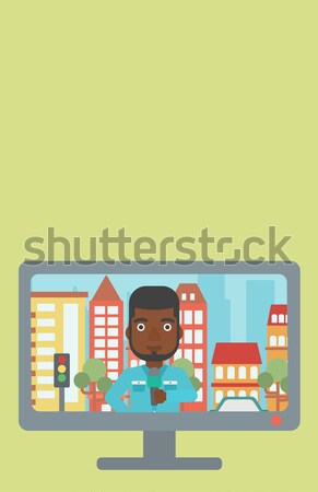 Television set broadcasting interview. Stock photo © RAStudio