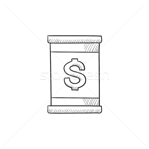 Barrel Dollar Symbol Skizze Symbol Vektor Stock foto © RAStudio