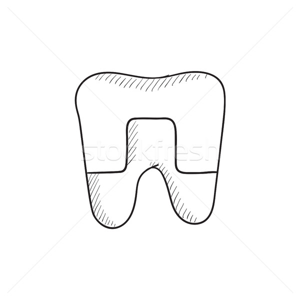 Crowned tooth sketch icon. Stock photo © RAStudio