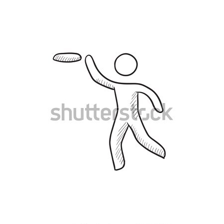 Homem voador disco esboço ícone vetor Foto stock © RAStudio