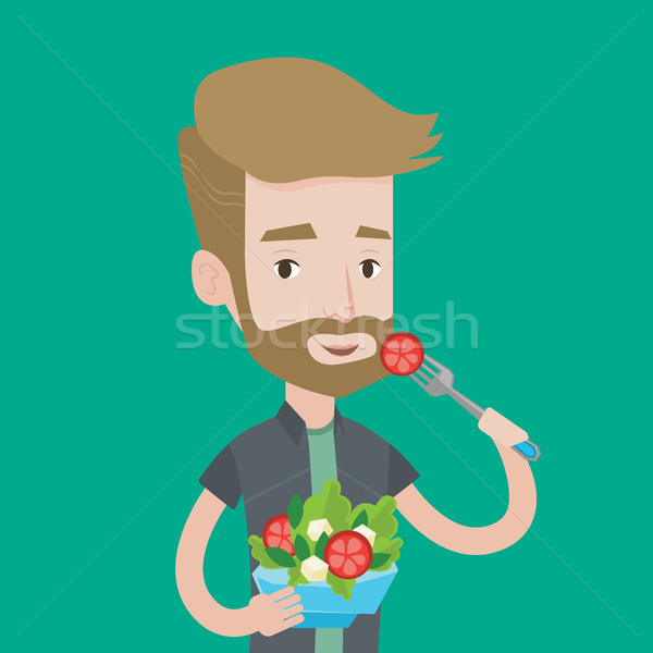 Uomo mangiare sano vegetali insalata barba Foto d'archivio © RAStudio