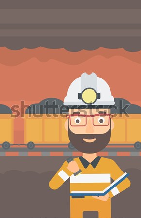 Miner checking documents vector illustration. Stock photo © RAStudio