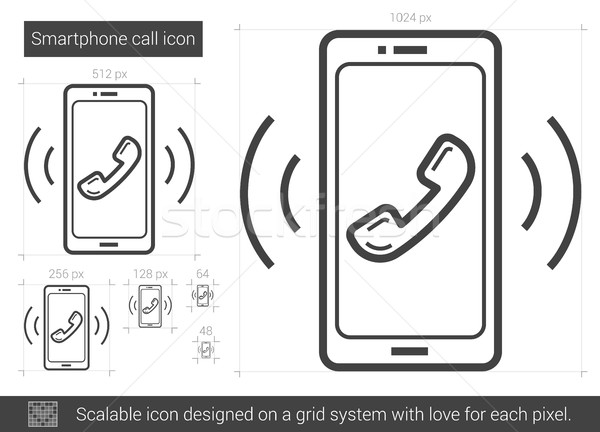 Foto d'archivio: Smartphone · line · icona · vettore · isolato · bianco