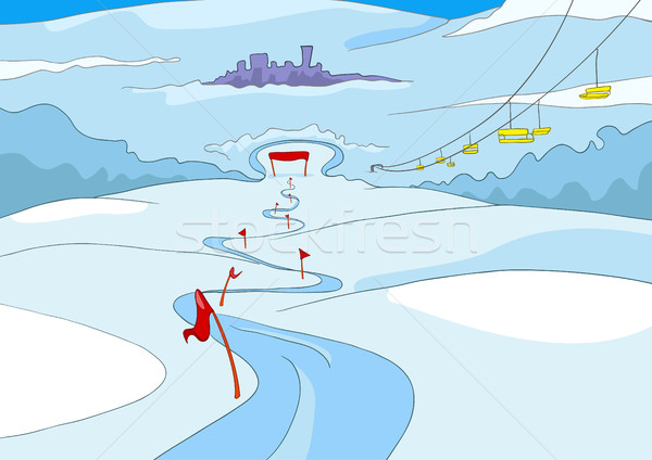 Cartoon background of ski resort. Stock photo © RAStudio