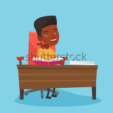 Stock photo: Tired employee working in office.