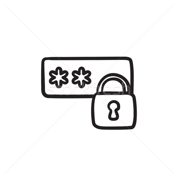 пароль защищенный эскиз икона вектора изолированный Сток-фото © RAStudio