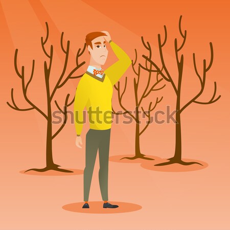Lasu zniszczony ognia globalne ocieplenie kobieta głowie Zdjęcia stock © RAStudio