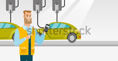 Worker controlling automated assembly line for car Stock photo © RAStudio