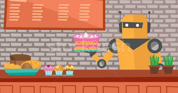 Robot waiter working at pastry shop. Stock photo © RAStudio