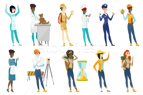 Profesional mujeres vector ilustraciones establecer profesión Foto stock © RAStudio