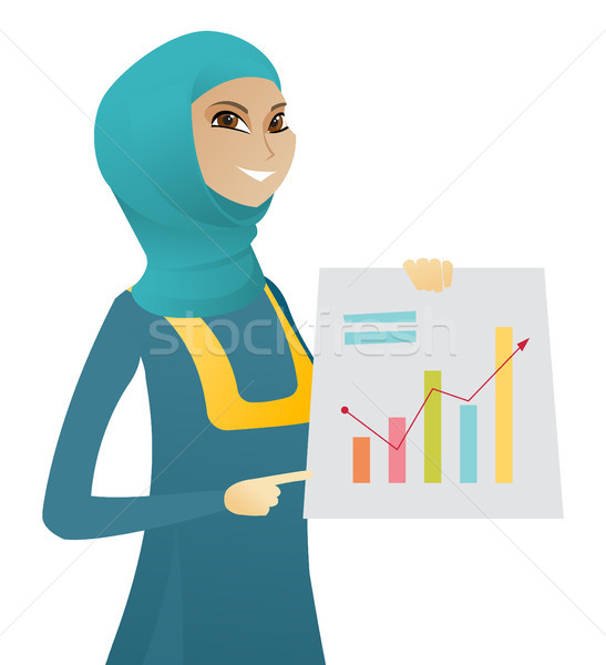 Muslim business woman showing financial chart. Stock photo © RAStudio