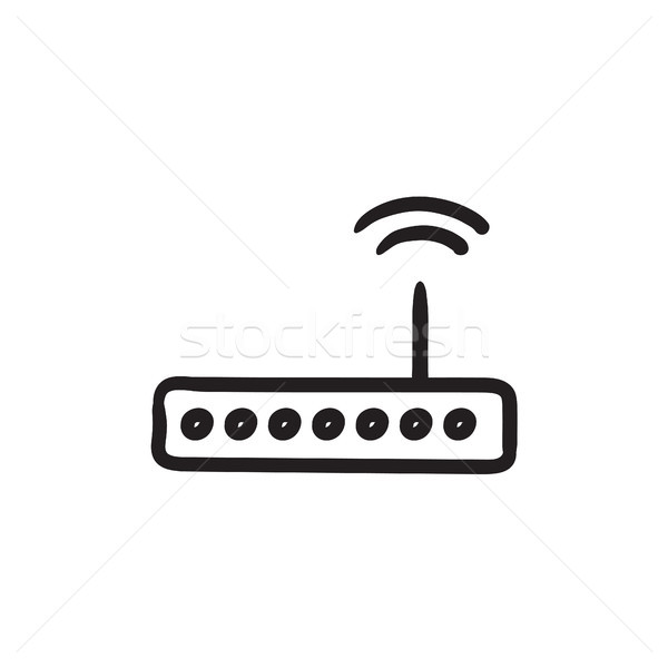Draadloze router schets icon vector geïsoleerd Stockfoto © RAStudio