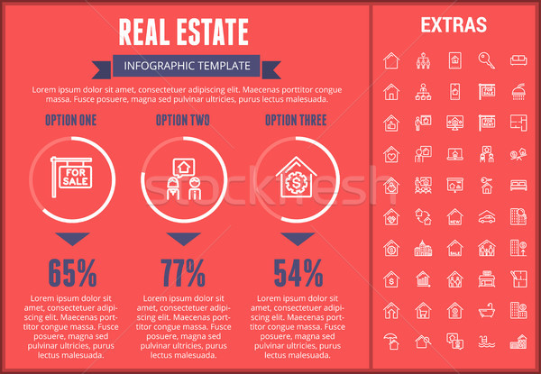 Stock fotó: Ingatlan · infografika · sablon · elemek · ikonok · testreszabható