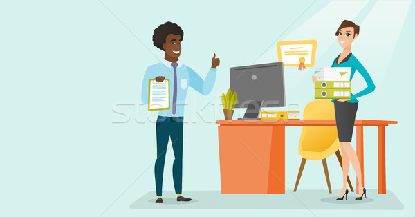 Office workers holding business documents. Stock photo © RAStudio
