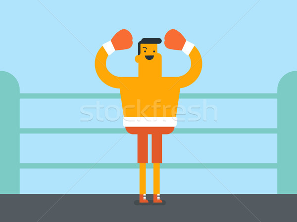 Caucasian white boxer standing in the boxing ring. Stock photo © RAStudio