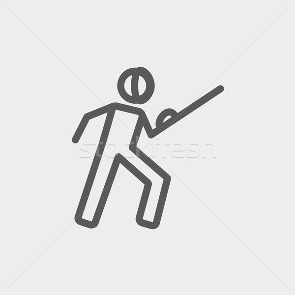 Fencing sport thin line icon Stock photo © RAStudio