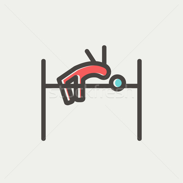 Stock photo: High jump thin line icon