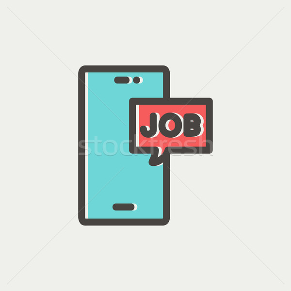 Stock photo: Smartphone with word job in a box thin line icon