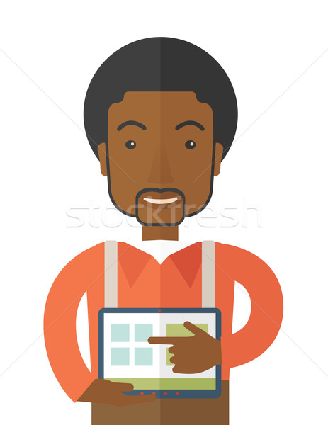 Man holding a screen tablet Stock photo © RAStudio