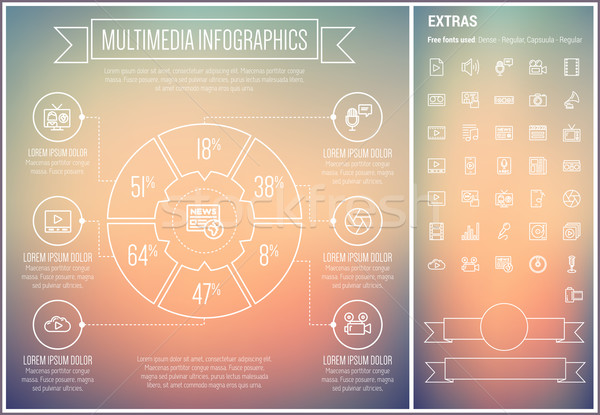 Multimedia línea diseno infografía plantilla elementos Foto stock © RAStudio